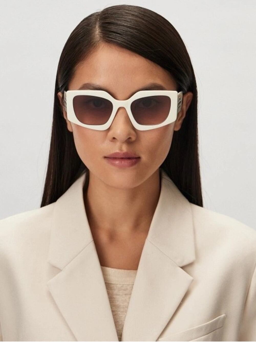 New Marc Jacobs MARC774/S SZJHA White Frame Cat Eye Sunglasses Authentic